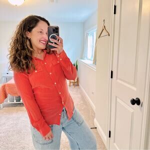 Vintage Banana Republic Pink Silk Button Front Blouse Top Medium